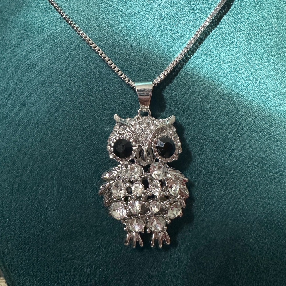 Elegant Silver Owl Pendant Necklace